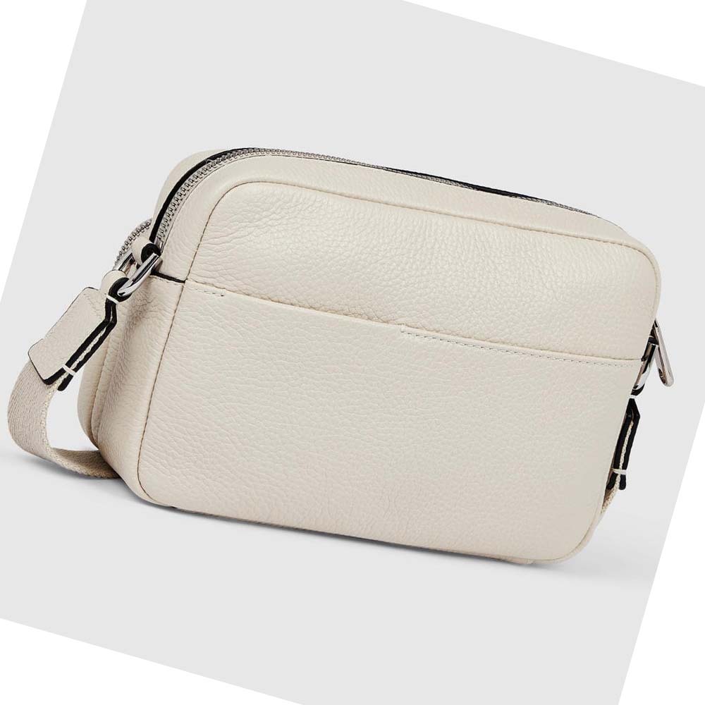 Men's Ecco Textureblock Camera Shoulder Bags White | USA 789RVD